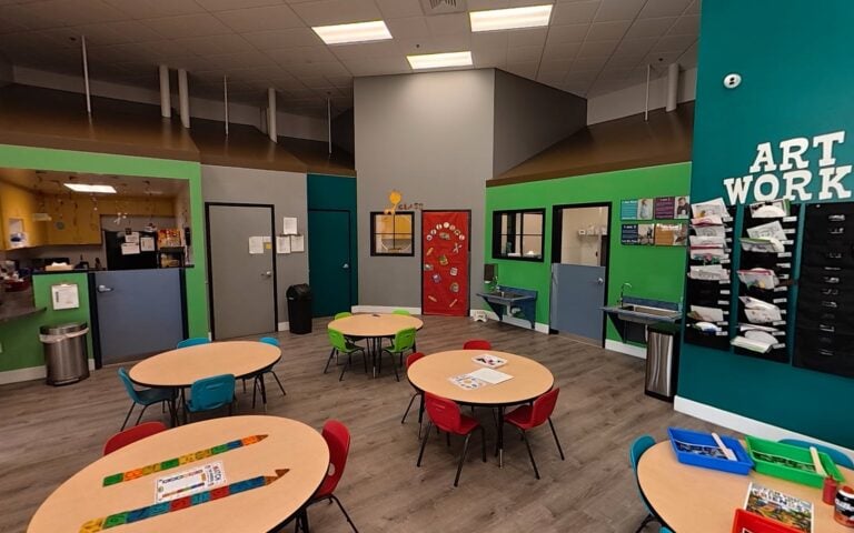 Art and activity tables at the Kids Inc. Palladio campus