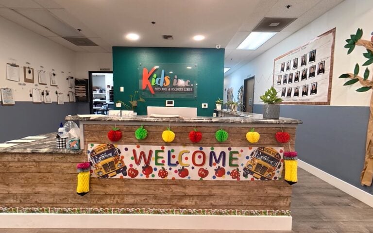 Welcoming entrance and lobby at Kids Inc. Preschool Folsom