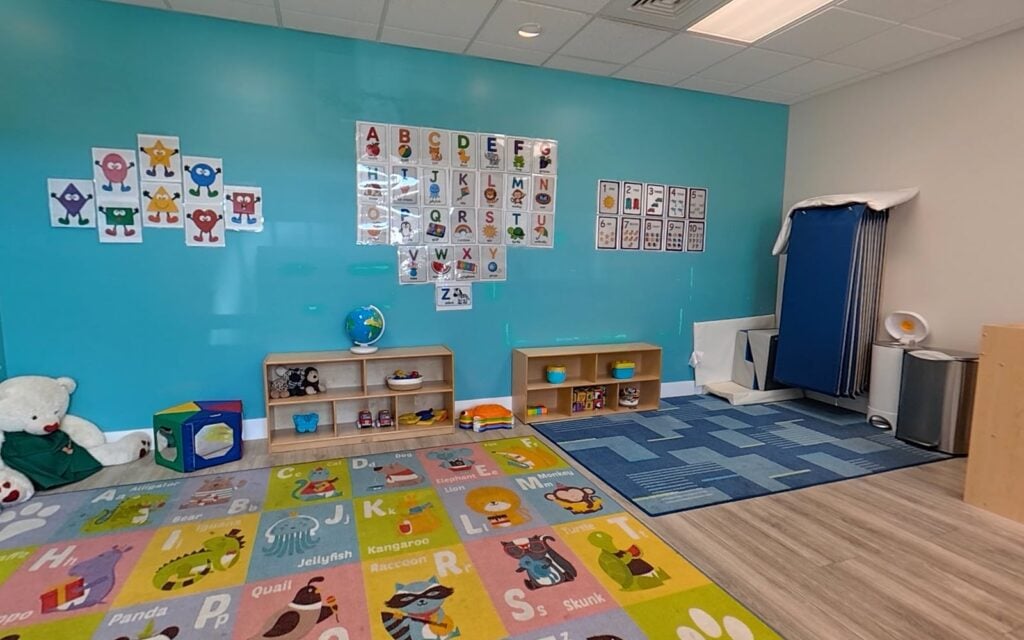 Colorful infant and toddler room at Kids Inc. Preschool