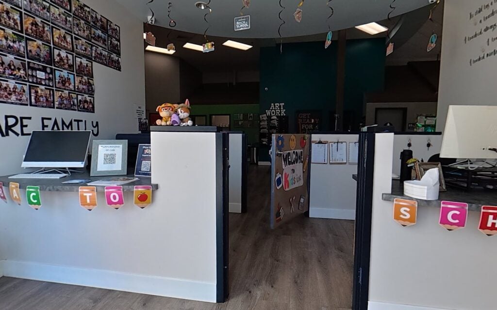 We Are Family welcome desk at Kids Inc. Preschool