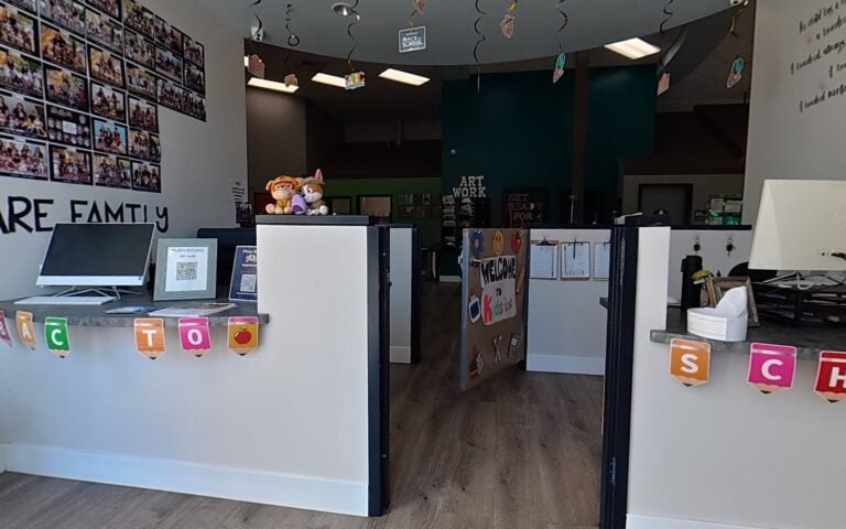 We Are Family welcome desk at Kids Inc. Preschool